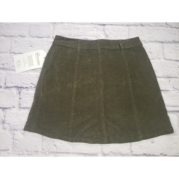 Re Generation By Celebrity Pink Corduroy Button Front Mini Skirt Olive  Size 3 - Picture 2 of 7
